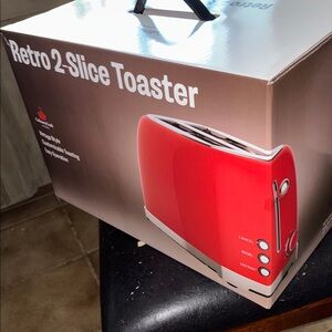 NIB Culinary Craft Red Retro 2-Slice Toaster Vibtage Style customized toasting